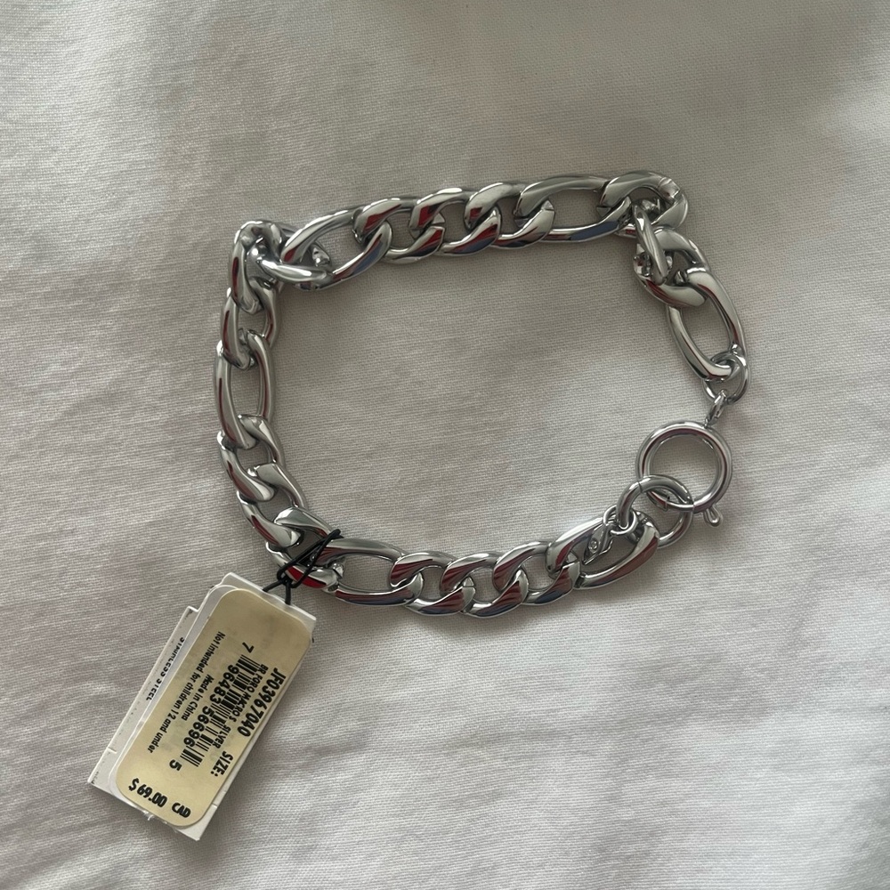 Fossil Silver Stainless Steel Chain Link Bracelet
